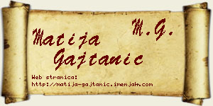 Matija Gajtanić vizit kartica
